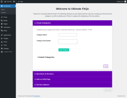 Page screenshot: Ultimate FAQs - Welcome! ‹ Test site — WordPress