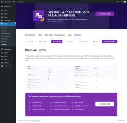 Page screenshot: FAQs → Settings → Premium