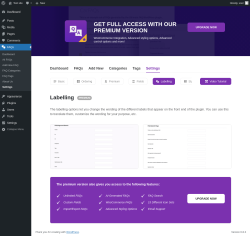 Page screenshot: FAQs → Settings → Labelling