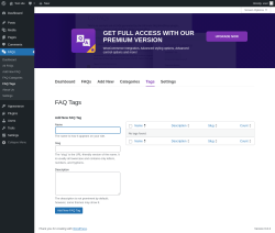 Page screenshot: FAQs → FAQ Tags