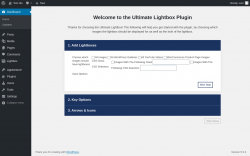 Page screenshot: Ultimate Lightbox - Welcome! &lsaquo; Test site &mdash; WordPress