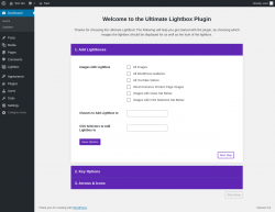 Page screenshot: Ultimate Lightbox - Welcome! &lsaquo; Test site &mdash; WordPress