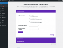 Page screenshot: Ultimate Lightbox - Welcome! &lsaquo; Test site &mdash; WordPress