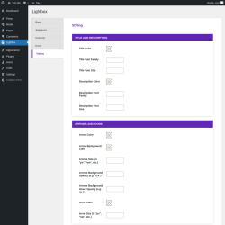Page screenshot: Lightbox &rarr; Styling