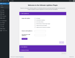 Page screenshot: Ultimate Lightbox - Welcome! &lsaquo; Test site &mdash; WordPress