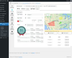 Page screenshot: Ultimate Maps by Supsystic &rarr; Add Map &rarr; 
							
								
								Shapes																											
											New										
																								
						
