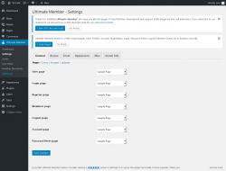 Page screenshot: Ultimate Member → Settings