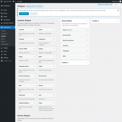 Page screenshot: Widgets ‹ Test site — WordPress