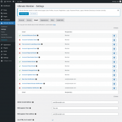 Page screenshot: Ultimate Member → Settings → Email
