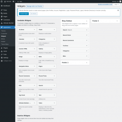 Page screenshot: Widgets ‹ Test site — WordPress