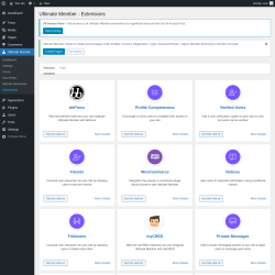Page screenshot: Ultimate Member → Extensions