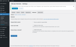Page screenshot: Ultimate Member → Settings → Advanced