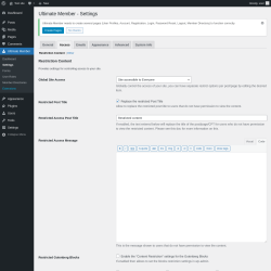 Page screenshot: Ultimate Member &rarr; Settings &rarr; Access