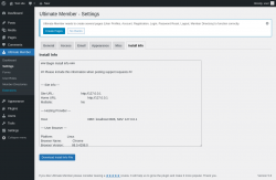 Page screenshot: Ultimate Member → Settings → Install Info