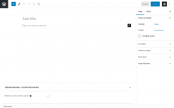 Page screenshot: Add New Page ‹ Test site — WordPress