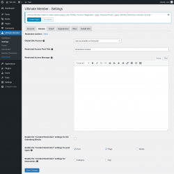 Page screenshot: Ultimate Member → Settings → Access
