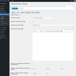Page screenshot: Ultimate Member → Settings → Access
