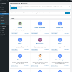 Page screenshot: Ultimate Member → Extensions