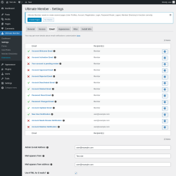 Page screenshot: Ultimate Member → Settings → Email