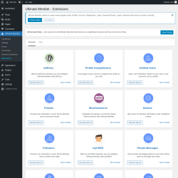 Page screenshot: Ultimate Member → Extensions
