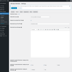 Page screenshot: Ultimate Member → Settings → Access