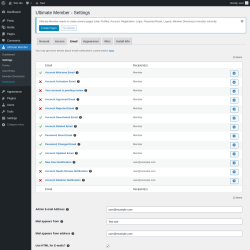 Page screenshot: Ultimate Member → Settings → Email