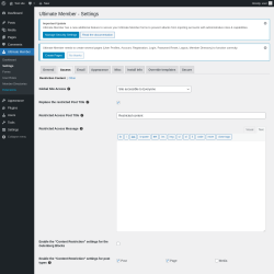 Page screenshot: Ultimate Member → Settings → Access