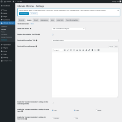 Page screenshot: Ultimate Member → Settings → Access