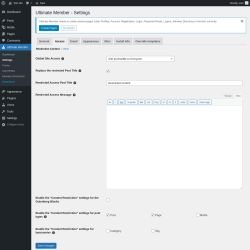 Page screenshot: Ultimate Member → Settings → Access