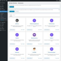 Page screenshot: Ultimate Member → Extensions