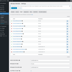 Page screenshot: Ultimate Member → Settings → Email