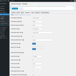 Page screenshot: Ultimate Member → Settings → Appearance