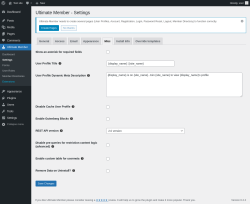 Page screenshot: Ultimate Member → Settings → Misc