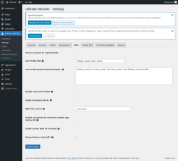 Page screenshot: Ultimate Member → Settings → Misc