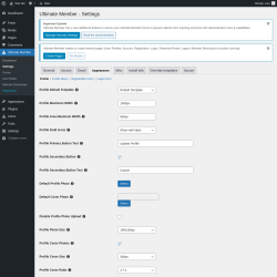 Page screenshot: Ultimate Member → Settings → Appearance