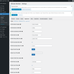 Page screenshot: Ultimate Member → Settings → Appearance