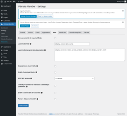 Page screenshot: Ultimate Member → Settings → Misc