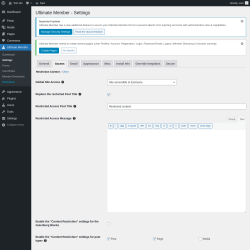 Page screenshot: Ultimate Member → Settings → Access