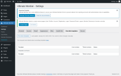 Page screenshot: Ultimate Member &rarr; Settings &rarr; Override templates