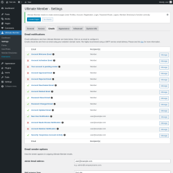 Page screenshot: Ultimate Member → Settings → Emails