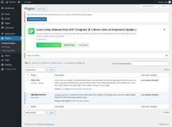 Page screenshot: Plugins ‹ Test site — WordPress