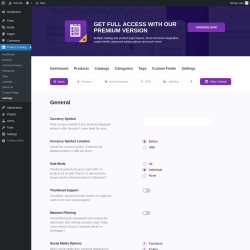 Page screenshot: Product Catalog → Settings