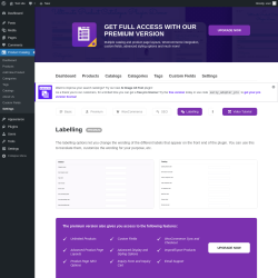 Page screenshot: Product Catalog → Settings → Labelling