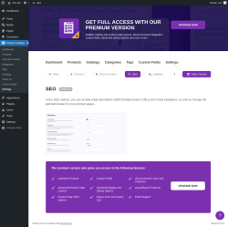 Page screenshot: Product Catalog → Settings → SEO