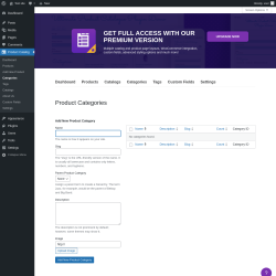 Page screenshot: Product Catalog → Categories