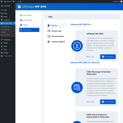 Page screenshot: Ultimate SMS &rarr;  Go Pro & Help 