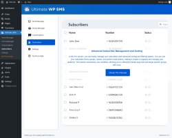 Page screenshot: Ultimate SMS &rarr; Subscribers