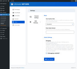 Page screenshot: Ultimate SMS &rarr; Settings