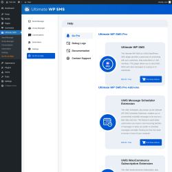 Page screenshot: Ultimate SMS &rarr;  Go Pro & Help 