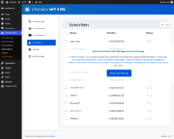 Page screenshot: Ultimate SMS &rarr; Subscribers